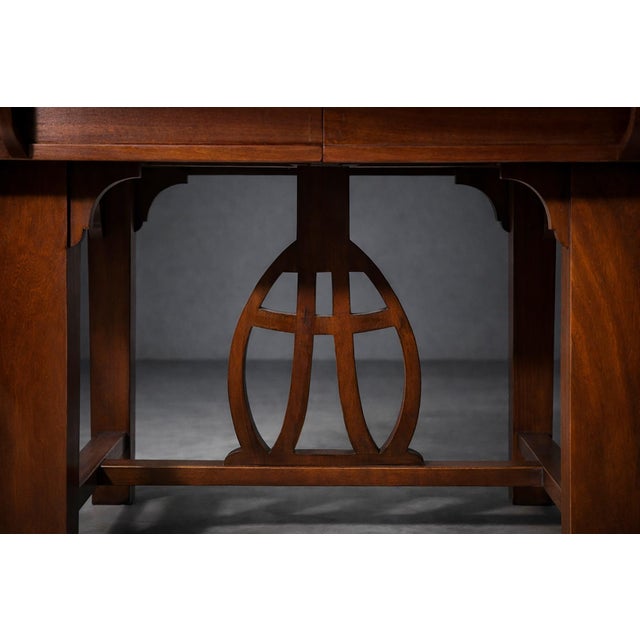 1900 - 1909 Art Nouveau Italian Walnut Extendable Dining Table with Lyre Motif Base, 1905 For Sale - Image 5 of 14