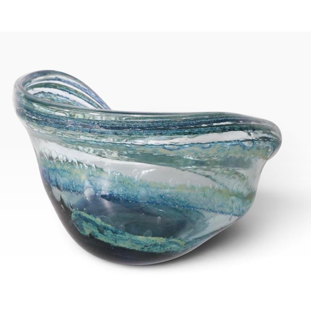 Large Organic Modern Art Glass Bowl by Josh Simpson C 1973 For Sale - Image 11 of 18