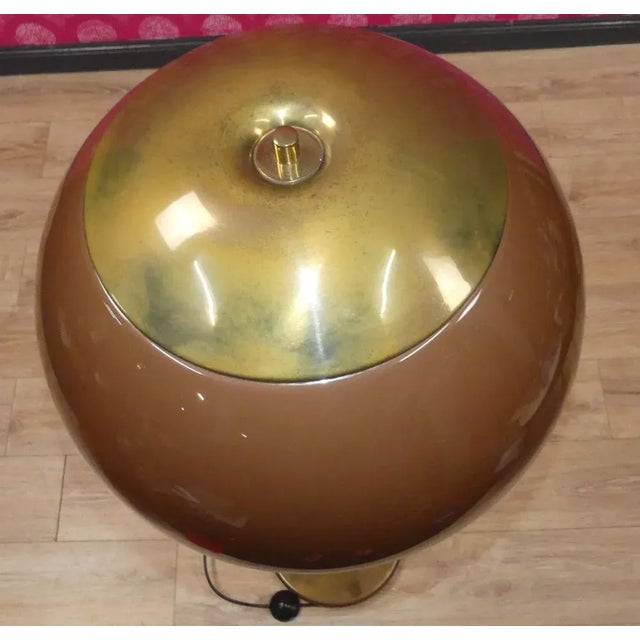 Metal Golden Mushroom Floor Lamp with Brown Shade from Cosack Leuchten, 1970s For Sale - Image 7 of 11