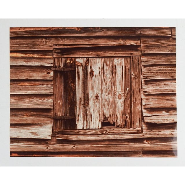 Vintage 1980 abstract old cabin shuttered window photograph on paper by Richard C. Bray. Artist stamp and titled Danburg...