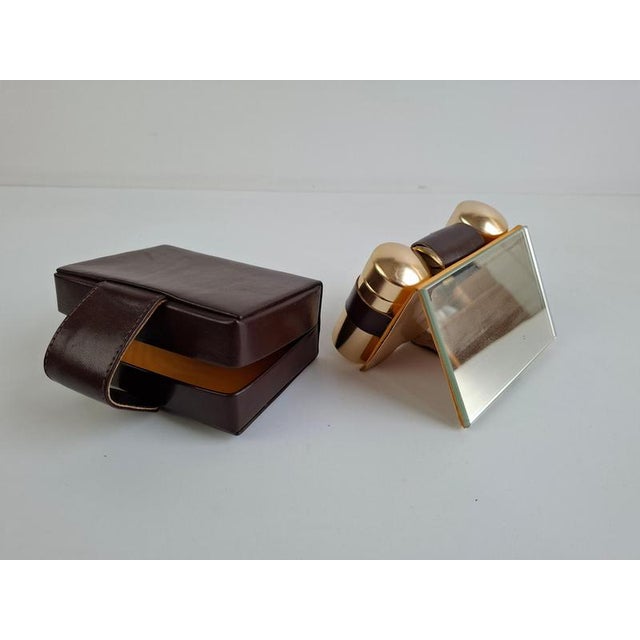 Mid-Century Modern Brass Travel Shaving Kit in Leatherette Case, 1960 For Sale - Image 10 of 18