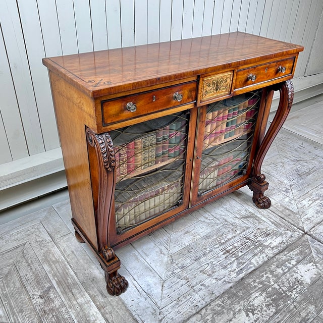 Regency Mahogany and Brass Inlaid Chiffonier Bookcase, 1820s For Sale - Image 4 of 11