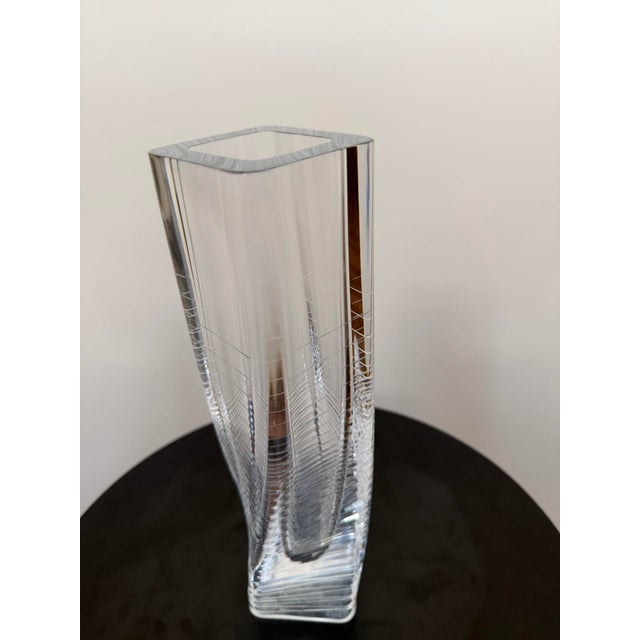 Signed Hoya Japanese Crystal Twist Vase For Sale - Image 15 of 15