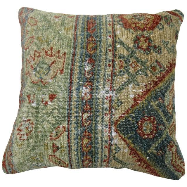 Pillow made from an early 20th century persian malayer rug. 17'' x 18''