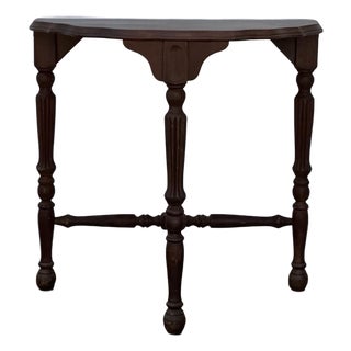 Vintage English Jacobean Revival Demilune Console Table For Sale