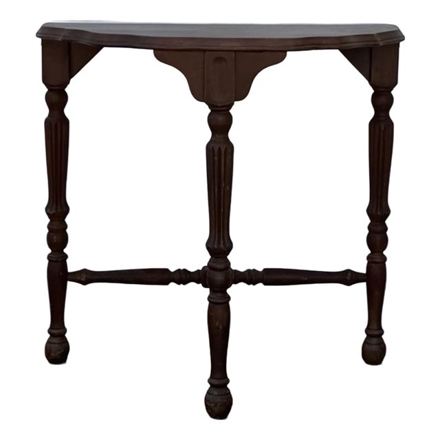 Vintage English Jacobean Revival Demilune Console Table For Sale