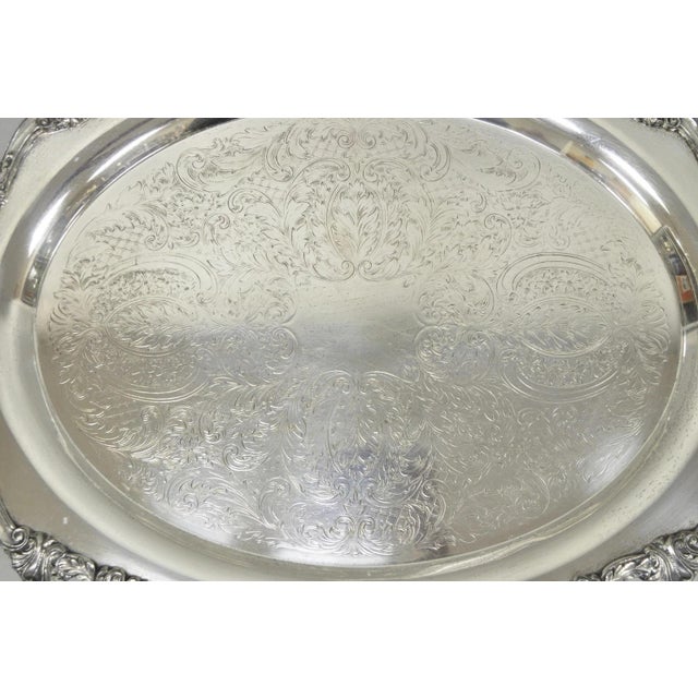Mid 20th Century Vintage English Sheridan Silver Plated Large Oval Serving Platter Bar Tray For Sale - Image 5 of 14