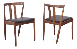Danish Chairs in Teak and Leather, 1960s, Set of 2
