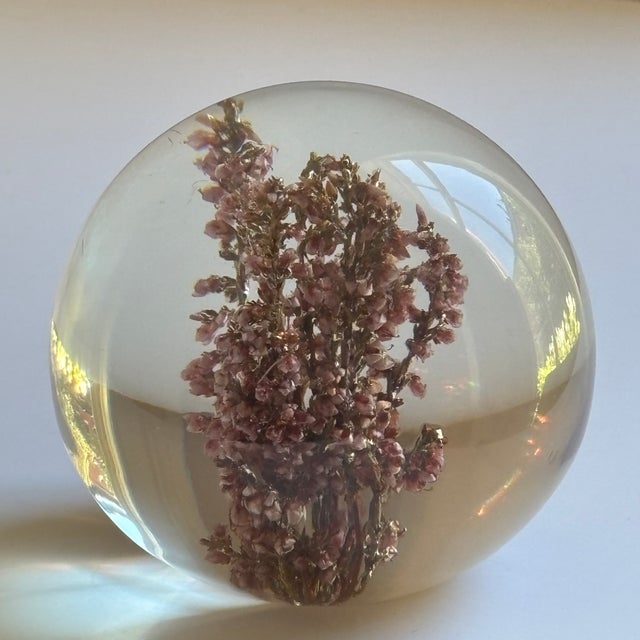Mid-20th Century Floral Inclusion Resin Paperweight For Sale - Image 14 of 14