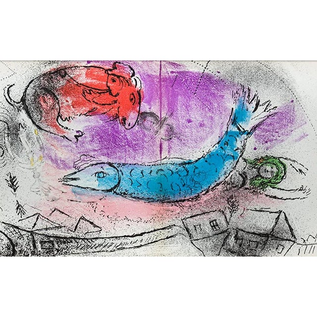 Mid-Century Modern Marc Chagall Limited Edition Original Color Lithograph, 1957 With Archival Frame Included For Sale - Image 3 of 4