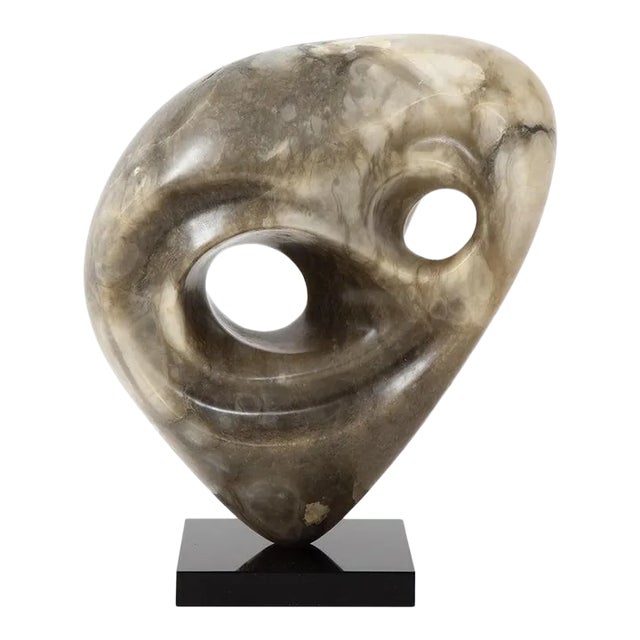 1970s Mid-Century Modern Abstract Carved Stone Owl Sculpture For Sale