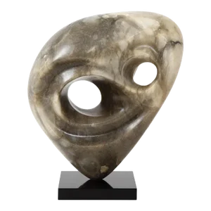 1970s Mid-Century Modern Abstract Carved Stone Owl Sculpture