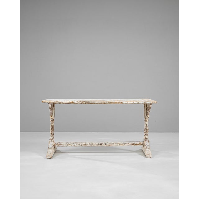 1900s French Wood White Patinated Table For Sale - Image 4 of 11