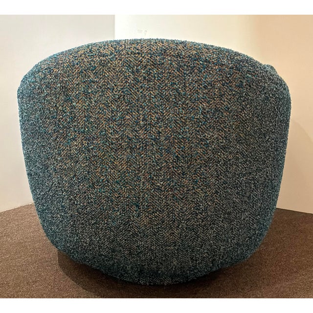 2020s Revelation Modern Teal and Tan Scoop Swivel Chair Pair For Sale - Image 5 of 6
