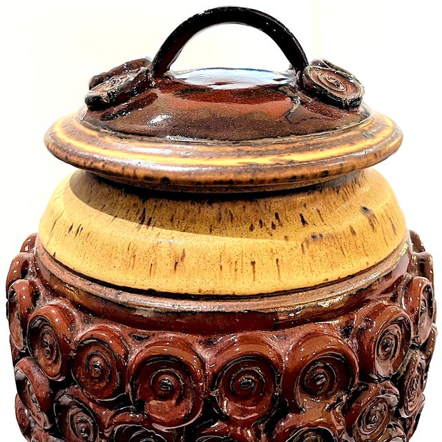 Massive 1980's Hand-Crafted Stoneware Pottery Jar With Lid - Ken Edwards Montana Potter For Sale - Image 4 of 12