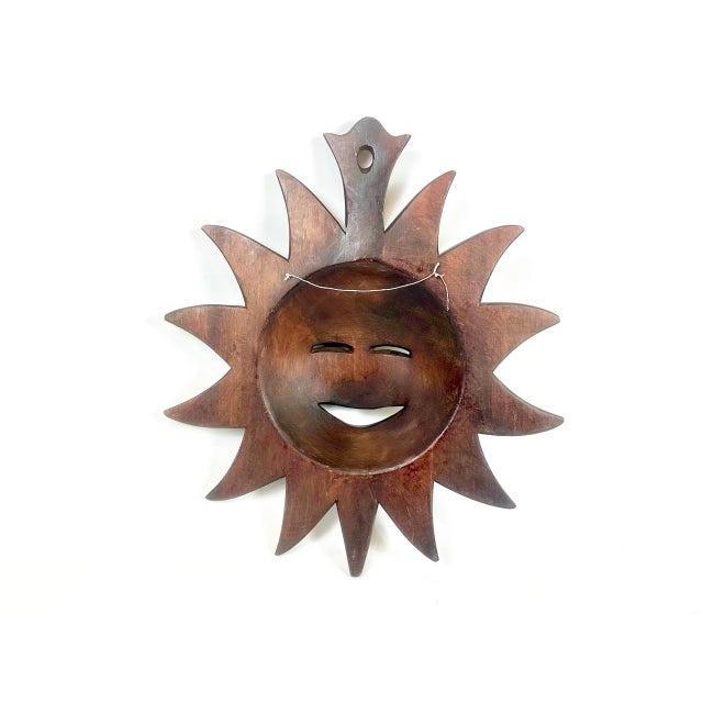Wooden Carved Sun Face Sunburst Wall Sculpture, 20th Century For Sale - Image 11 of 15