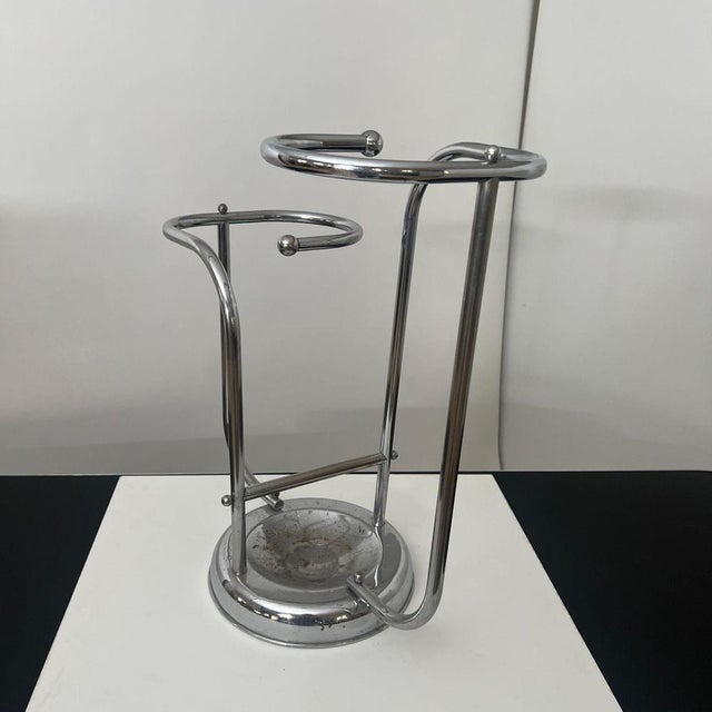 Metal Art Deco Chrome Umbrella Stand in Tubular Steel and Chrome-Plated, Belgium, 1930 For Sale - Image 7 of 13