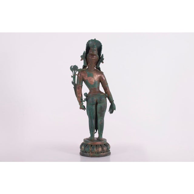 Copper Alloy Standing Indra Figure, Nepal, 1920s For Sale - Image 3 of 13