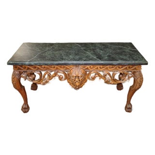 Maitland Smith Baroque Renaissance Revival Style Green Faux Marble Console Table For Sale