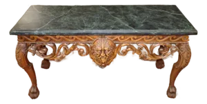 Maitland Smith Baroque Renaissance Revival Style Green Faux Marble Console Table