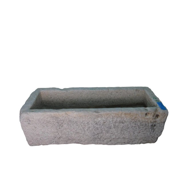 Gray 54" Inch Long Hand Chiseled Stone Trough 21 For Sale - Image 8 of 8