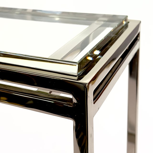 Chrome State St. Chrome & Glass End Table by ⁠Michael Amini for Aico For Sale - Image 8 of 9