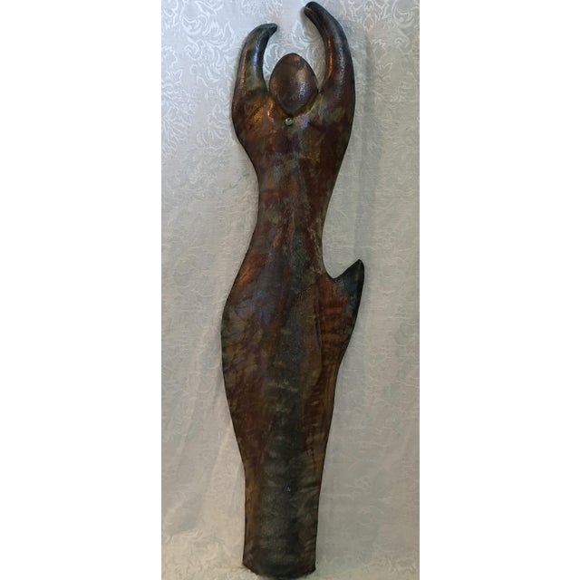 Bronze 1980s Dalia Riesel Modernist Stylized Female Figurine Patinated Bronze Wall Sculpture - Ed. VI For Sale - Image 8 of 18