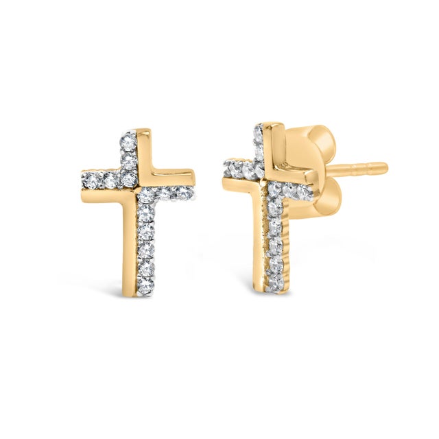 Imbued with divine inspiration and meticulous craftsmanship, these cross stud earrings transform a classic symbol of faith...