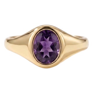 Natural Amethyst Signet Ring | February Birthstone Ring | Dainty Unisex Signet Ring Us 7 For Sale
