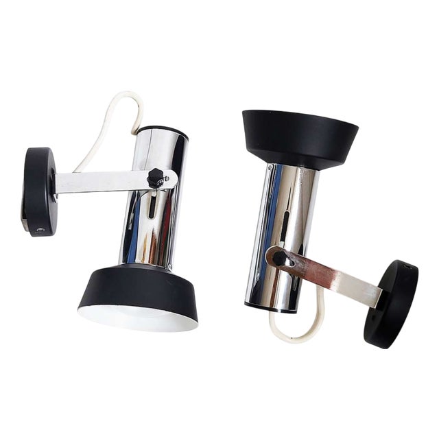 Minimalist Space Age Wall Lights, 1970s, Set of 2 For Sale