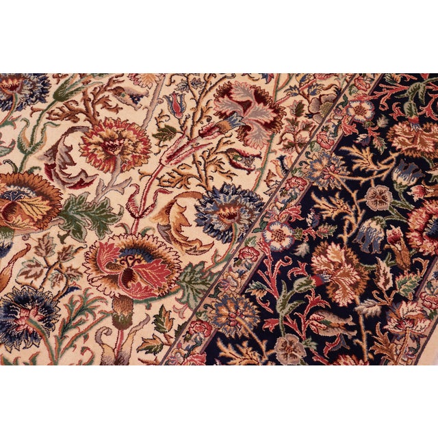Shabby Chic Shabby Chic Floral 1990's Pak-Persian Ivory/Blue Wool Rug - 9'0'' X 11'11'' For Sale - Image 3 of 9