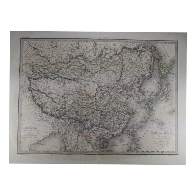 Antique Map Showing the Empires of China & Japan in 1838. An Original 1838 First Edition of a Pierre M. Lapie Map For Sale