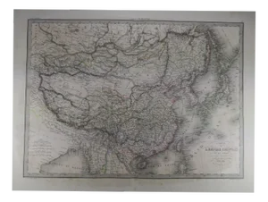 Antique Map Showing the Empires of China & Japan in 1838. An Original 1838 First Edition of a Pierre M. Lapie Map