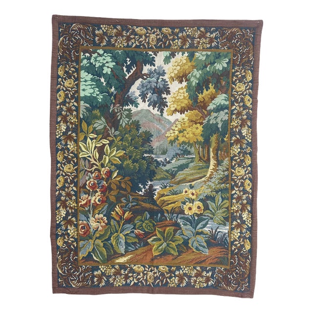Vintage French Verdure Jacquard Tapestry in the style of Aubusson, 1970s For Sale