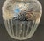 1930s glass and sterling overlay vase, bulbous form with art moderne vertical lines etched around the lower half, an arts...