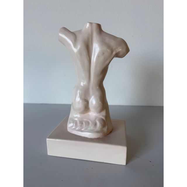 1980s Vintage Margos Male Nude Torso Figurative Ceramic Sculpture For Sale In Miami - Image 6 of 12