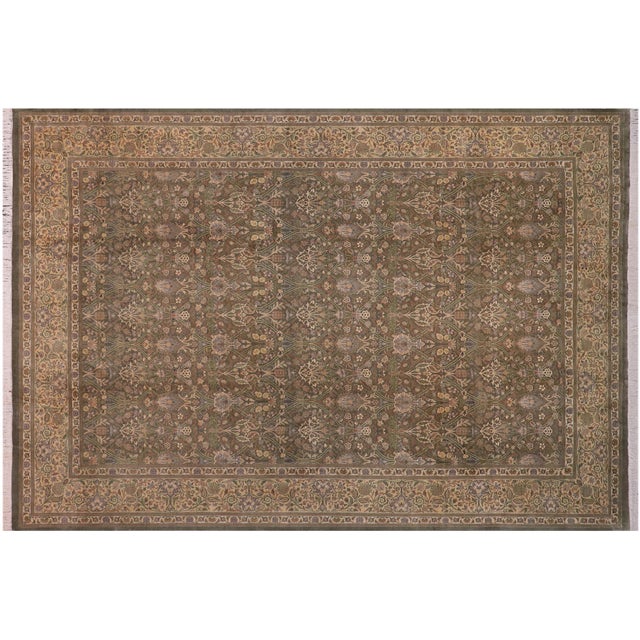 Green Pak-Persian Green/Gold Wool Rug - 10'2'' X 14'3'' For Sale - Image 8 of 8