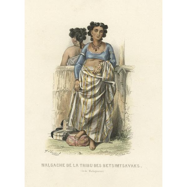 Malagasy of the Tribe of Betsimtsavaks in Madagascar, 1850, Paper For Sale - Image 3 of 7