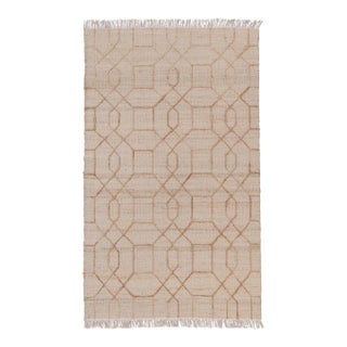 Not Yet Made - Made To Order Beidge Gold Geometric Jute Flatweave Scandivian Hand Woven Rug 8x10Ft. For Sale