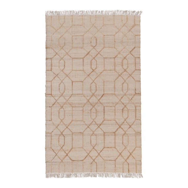 Not Yet Made - Made To Order Beidge Gold Geometric Jute Flatweave Scandivian Hand Woven Rug 8x10Ft. For Sale