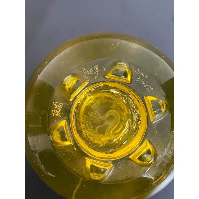 2000 Heinrich Wang Liuli Crystal Dragon Rooster Bowl For Sale - Image 15 of 16