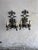 Metal Wrought Iron Wall Sconces with Gilt Leaf Motifs, Set of 2 For Sale - Image 7 of 8