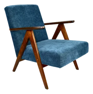 Vintage Denim Blue Armchair, 1970s
