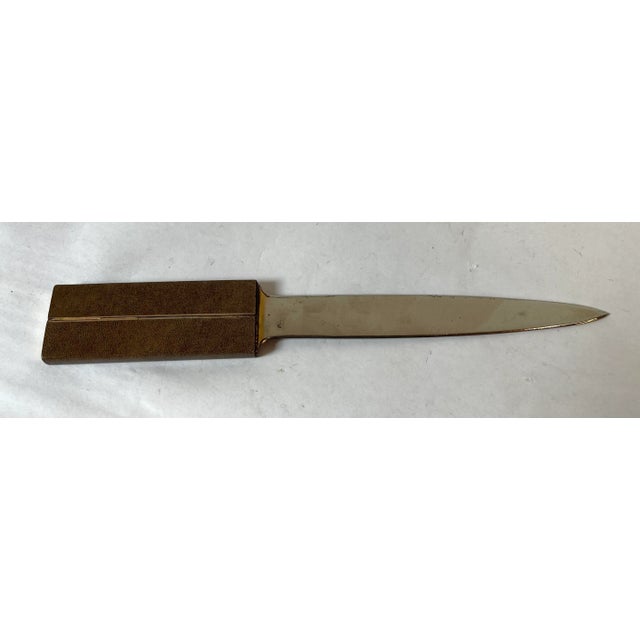 Vintage Brass and Leather Letter Opener For Sale - Image 4 of 7