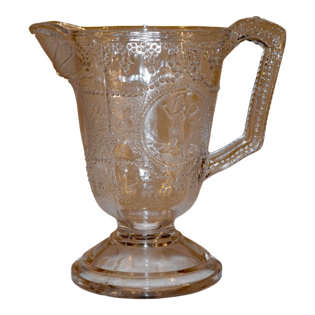 19th C American Pressed Glass Pitcher For Sale