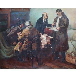 Vladimir Lenin Portrait, Original Soviet Socialist Realism Oil Painting 109-137 For Sale