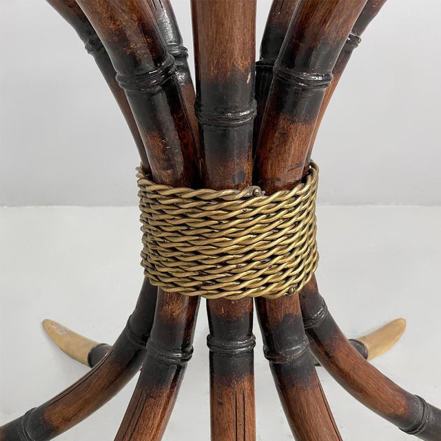 Italian Modern Oval Table in Bamboo, Brass and Glass, 1980s For Sale - Image 12 of 16