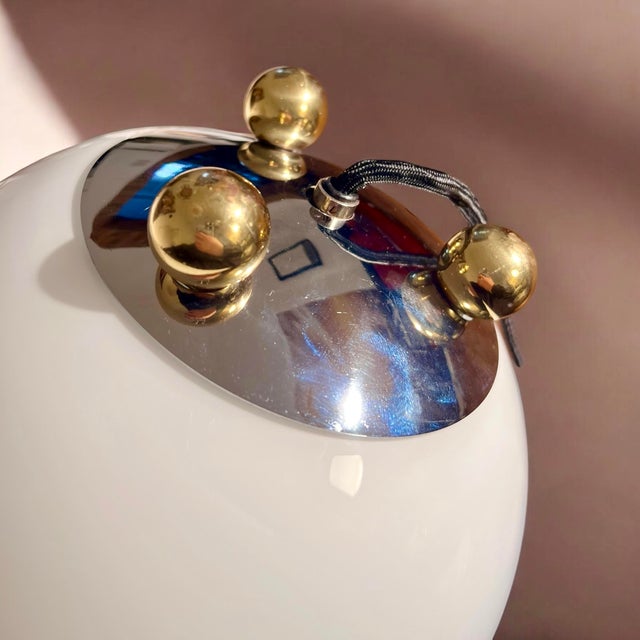 Art Deco Ball Table Lamp Made of Opal Glass by Tecnolumen, Mod. AD32 Light For Sale - Image 6 of 9