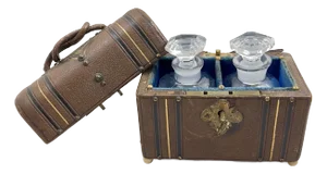 Grand Tour Leather Cased Crystal Scent Bottle Set
