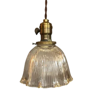 Early 20th Century Industrial Scalloped Prismatic Holophane Bell Pendant Light
